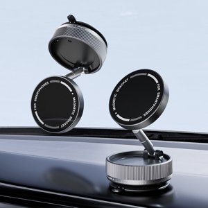 Support de téléphone de voiture magnétique, réglable en hauteur FoldableVacuum Montage de téléphone de la coupe d'aspiration, bâtonnez partout, 360 Supports de téléphones cellulaires rotatifs Support téléphonique