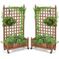 thumbnail image 1 of Costway 2PC 50in Wood Planter Box  w/Trellis Mobile Raised Bed for Climbing Plant, 1 of 10