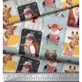 thumbnail image 2 of Soimoi Cotton Duck Fabric Paw,Hat & Animals Patchwork Print Fabric by Yard 56 Inch Wide, 2 of 3