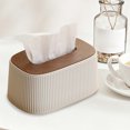 thumbnail image 5 of European-Style Elastic Tissue Box for Home and Office Desktop, Universal Fit, Durable Plastic with Rounded Edges, Modern Vertical Stripe Design(White), 5 of 5