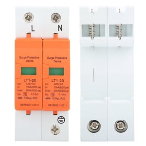 Surges Protector 2P 20KA 420V Rail Mount for Electrical Panel Home Appliance Protection