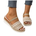 thumbnail image 2 of IUJSOY Womens Platform Sandals Summer Single Band Backless Slides Open Toe Espadrille Wedge Sandals, 2 of 7