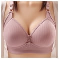 thumbnail image 2 of B91xZ Women's Plus Size Unlined Underwire Bra Seamless Rib Triangle Bralette,Pink 44, 2 of 4