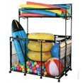 thumbnail image 1 of Yescom Cadre en Métal 10 Roues Bac de Rangement pour Piscine en Maille Roulante TG Double Étage avec Porte-Nouilles, Noir, 1 of 9