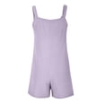 thumbnail image 4 of AherBiu Boho Jumpsuit for Women Short Beach Suspenders One-Piece Summer Outfits Solid Color Rompers with Pockets, 4 of 7