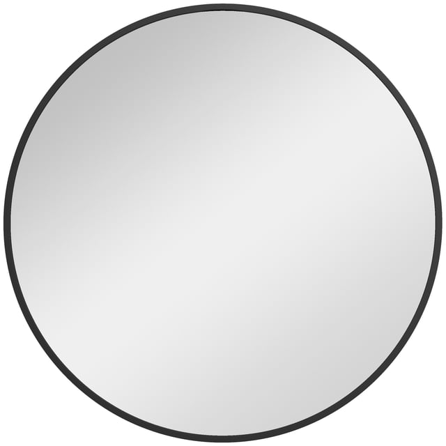 HOMCOM Miroir Mural Rond de 36 Pouces avec Cadre en Métal pour Salle de Bain Noir. Ce Miroir Circulaire Présente un Cadre en Acier Noir Élégant et une surface en Verre Réfléchissante de 36 Pouces de Diamètre, avec une surface en Verre de 34,6 Pouces. Conçu pour le Montage Mural, le Miroir Convient aux Salles de Bain, Salons, Chambres, Salles à Manger et Couloirs. le Miroir Comprend un Verre Épais et Haute Définition au design à Plusieurs Couches pour la Durabilité et la Clarté, et Son style Minimaliste Rehausse l'Éclairage et Crée une Sensation Spacieuse dans Toute Pièce.