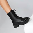 thumbnail image 4 of Xfvqtps Bottes d'Hiver à la Cheville pour Femmes Mode Talon Bas à Lacets Bout Rond Confortables Couleur Menthe Unique Design Brogue Bottes Décontractées Noir, 4 of 8