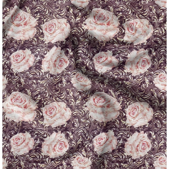 Soimoi Cotton Poplin Fabric Peony Floral Print Fabric by Yard 42 Inch Wide