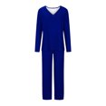 thumbnail image 4 of Timegard Ensembles de Pyjamas pour Femmes 2 Pcs Manches Longues Col en V Haut Froncé et Pantalon Automne Décontracté Doux Tenues de Pjs, 4 of 4