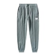 thumbnail image 4 of Pisexur Men's Pants Stretch Drawstring Joggers Sweatpants Regular Fit Solid Color Ribbed Yoga Sweatpants Full Length Elastic Bottom Gym Trousers Summer Casual Lounge Pants with Pockets,M-5XL, 4 of 4