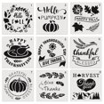 thumbnail image 1 of 9Pcs L'action de Grâce Stencils Automne Peinture Modèle Dessin Modèle en Plastique, 1 of 9