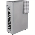 thumbnail image 1 of 1pc 22" Rolling Slim Laundry Basket With Stand Foldable Waterproof Sorter And Organizer, 1 of 5