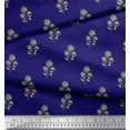 thumbnail image 2 of Soimoi Silk Fabric Leaves & Floral Block Printed Fabric 1 Yard 42 Inch Wide, 2 of 3