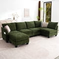 thumbnail image 2 of 124" Modular Sectional Sofa, U-Shaped 6 Seater Sectional Sofa with Storage Ottoman & USB Ports,Green, 2 of 9