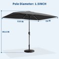 thumbnail image 2 of Garvee 10' x 6.5' Rectangular Patio Umbrella with Crank & Push Button Tilt, 6 Sturdy Ribs, Gray, 2 of 7