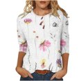 thumbnail image 2 of Meichang Hauts et Blouses à Manches 3/4 pour Femmes, T-shirts Imprimés Mode pour Femmes Blouse à Manches 3/4 Col Rond Hauts Décontractés Coupe Ample, 2 of 5