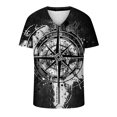 thumbnail image 3 of Birdeem Chandail Décontracté pour Hommes Col en V Imprimé Manches Courtes T-Shirt Blouse, 3 of 4