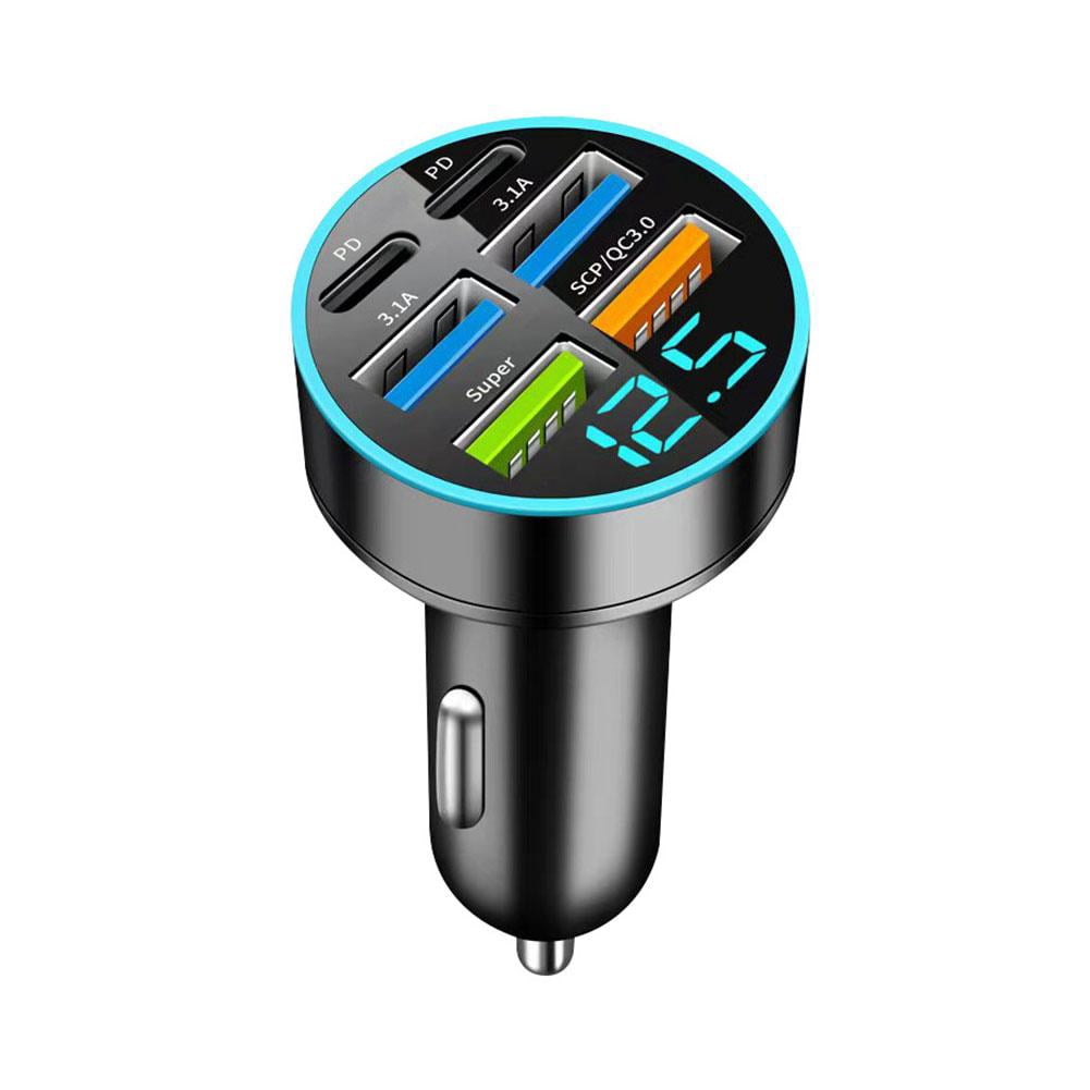 66W Car Charger 4 USB Type C Fast Charging Car Phone With Dis Adapter Y1G6