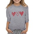 thumbnail image 1 of PMVFHDE Hauts d'Été pour Filles T-Shirts Graphiques pour Filles Hauts d'Été Tendance Hauts pour Filles Robes T-Shirts pour Filles Imprimé de la Saint-Valentin Col Rond Fonctionnel Manches 3/4 T-Shirt Gris, 3-4 Ans, 1 of 4