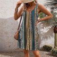 thumbnail image 4 of Ovzne Robes d'Été pour Femmes Robe pour Femme Mode d'Été pour Femmes Imprimé Poche Sans Manches Robe à Col en V Robe d'Été Imprimée Liquidation, 4 of 6