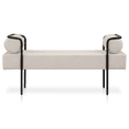 thumbnail image 2 of Bouclair Oatmeal Fabric and Black Metal Bench, 2 of 7
