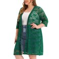 thumbnail image 4 of Agnes Orinda Women's Plus Size Cardigans Lace Lightweight Knit 3/4 Sleeves Cover Up Cardigans 1X Green, 4 of 7