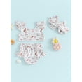 thumbnail image 4 of FOCUSNORM Toddler Girls Three Piece Swimsuits Fly Sleeve Bikini Set Beachwear Summer Bathing Suits, 4 of 9