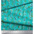 thumbnail image 3 of Soimoi Green polyester Crepe Fabric Floral Love Text Printed Craft Fabric by the Yard 52 Inch Wide, 3 of 5