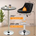 thumbnail image 2 of Modern Bar Stools Set of 2 Counter Height Adjustable Bar Chairs with Back and Chrome Base PU Leather Barstools Island Chairs for Kitchen Living Room Pub Swivel Bar Stools (Black), 2 of 7