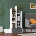 thumbnail image 2 of Costway Modern Bookshelf Rustic Wooden Shelf Organizer with Non-woven Fabric Drawer, 2 of 10