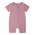 thumbnail image 1 of MIASHUI Baby Short Sleeve Rompers Girls Boys Zipper Jumpsuit Pajamas,Purple,0-3 Months, 1 of 2