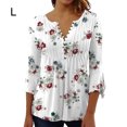 thumbnail image 3 of pitrice 3/4 Manches Tops Swing T-Shirt Été Tunique Attrayante Respirant Multicolore Longue Durée Plissé Front à la Mode Blanc L, 3 of 5