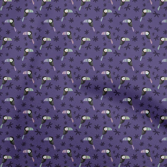 oneOone Cotton Silk Violet Fabric Bird Craft Projects Decor Fabric Printed By The Yard 42 Inch Wide