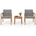 thumbnail image 1 of Gymax 3 Pieces Outdoor Furniture Set Acacia Wood Frame Sofa Set w/ Rattan Seat, 1 of 9