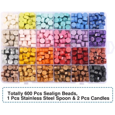 Perles de Cire de Scellage Emballées dans une Boîte en Plastique, 24 Ou 10 Couleurs Perles de Cire Octogonales de Scellage pour Tampon de Scellage de Cire Cire de Scellage, Trousse de Cire de Scellage avec 24 Ou 10 Couleurs Perles de Scellage de Cire