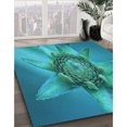 thumbnail image 3 of Ahgly Company Machine Washable Indoor Round Transitional Dark Cyan Green Area Rugs, 8' Round, 3 of 7