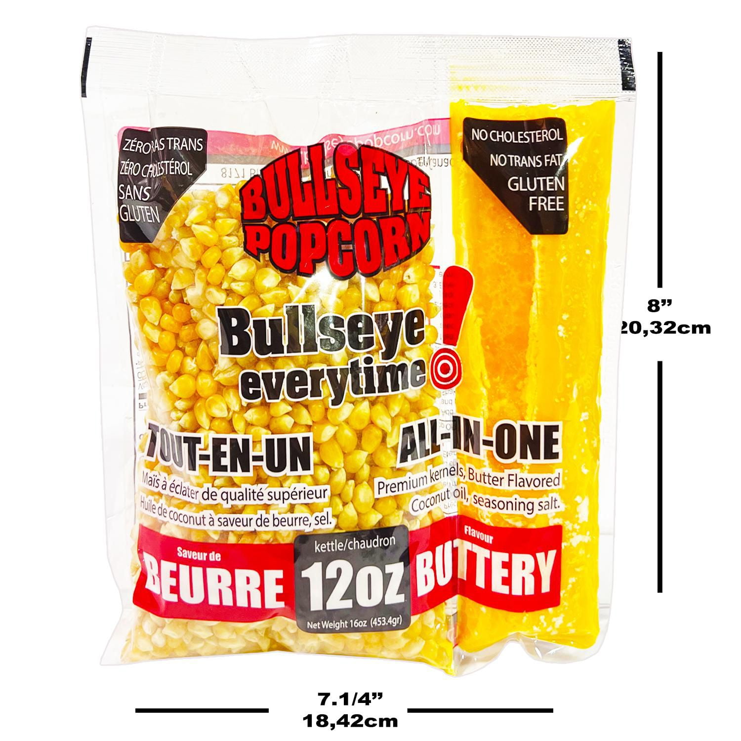 BullsEye Popcorn Boite de 12 sachets pré-mélangé de popcorn 12oz