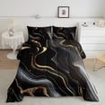thumbnail image 3 of YST 7 Pcs Comforter Set Full, Gold Black Marble Bed In A Bag With Flat Sheet And Fitted Sheet For Adults, Gold Glitter Abstract Marbling Stone Pattern Bedding Set With Pillowcases & Shams, 3 of 5