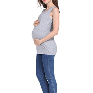 Value for Money,Fashion Women's Sleeveless Maternity Tank Top,Solid Color Round Neck for Casual, Sexy, Summer Wear Timeless Wardrobe Staple|Cotton,Black,Sopatenor