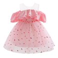 thumbnail image 1 of Robe Papillon Rose Épaules Dénudées pour Fille Robe de Princesse à Sequins pour Fête, 1 of 7