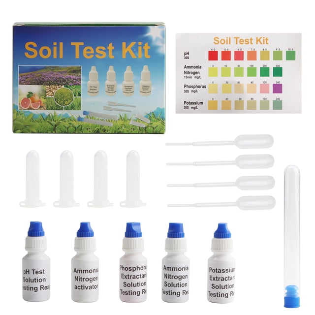Kieccall Soil Test Kit Set Garden Soil Analyzer Box for Garden Lawn Plant Care Nutrient and PH Level Testing Gift