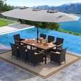 thumbnail image 4 of Costway Ensemble de Salle à Manger en Osier pour Patio 11 Pcs avec Parasol Extérieur Double Face 8 Chaises Empilables, 4 of 9