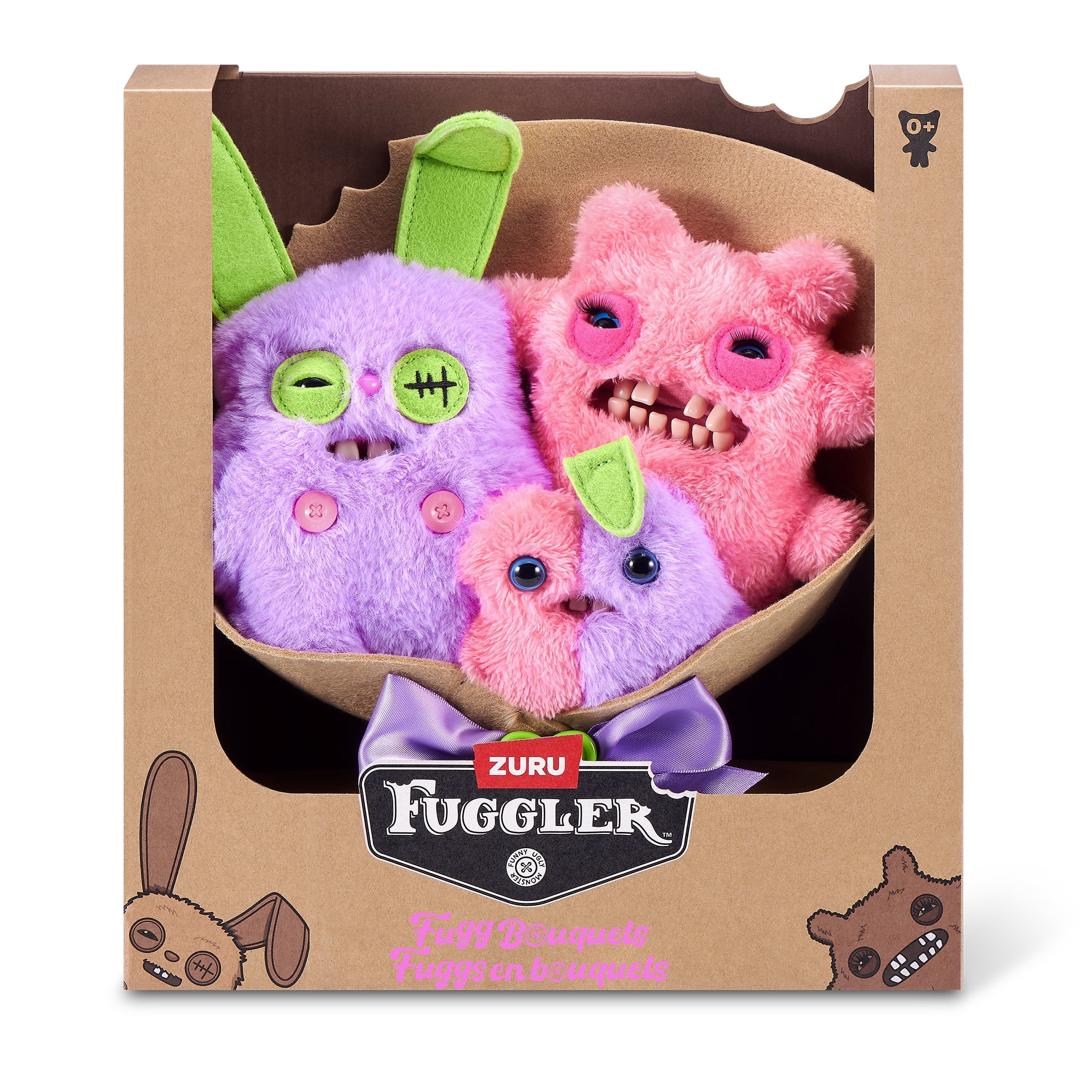 Fuggler Bouquet Set of 3 Stuffed Plush Toys (Rabid Rabbit, Sir Nobbynuts, Nobbybits) by ZURU for All Ages