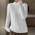 thumbnail image 2 of cfhntfmh Sweaters for Women Mock Neck Long Sleeve Solid Sweater Tops Fall Fashion 2024 Cable Knit Pullover Sweaters, 2 of 3