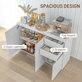 thumbnail image 3 of HOMCOM Buffet de Cuisine Armoire de Rangement, Bar à Café Moderne avec Conception à Ouverture par Pression et 2 Tiroirs pour Salon, Blanc, 3 of 7