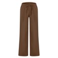 thumbnail image 2 of MAWCLOS Men Trousers Elastic Waist Sweatpants Drawstring Pants Baggy Party Solid Lounge Brown 3XL, 2 of 9