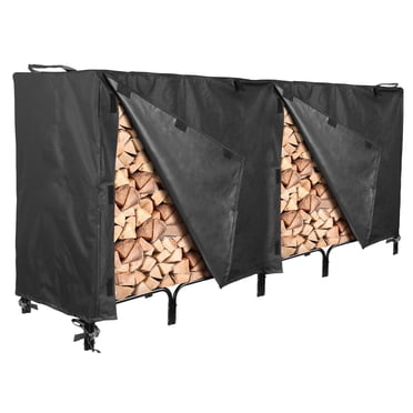 Housse pour Support de Bûches de Bois d'Extérieur NEH - 96 Pouces L x 24 Pouces L x 42 Pouces H - Protection contre les Rayons du Soleil et Housse de Rangement Résistante aux Intempéries - Noir