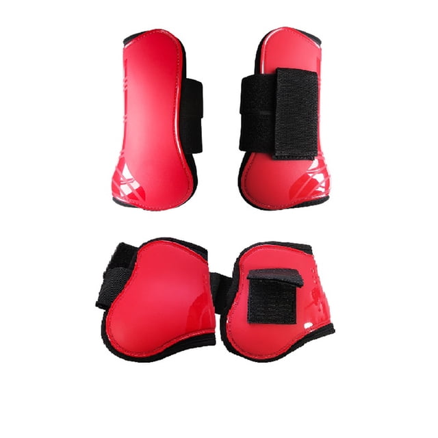Baohd 2 Paires de Fournitures Équestres Équipement de Protection Réglable Résistant à l'Usure avec Attache en Nylon Legging Serré Rouge m