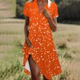 thumbnail image 2 of VEKDONE Robe Mode Femme à Imprimé Polka Col en V Manches Courtes Ample et Confortable Orange TG, 2 of 6