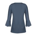 thumbnail image 5 of Timegard Hauts d'Été pour Femmes Plissés à Encolure en V Échancrée Évasée Manches 3/4 T-Shirts Confortables Tunique Chic Décontractée, 5 of 5